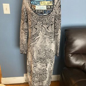 White House Black Market Long Sleeve Animal Sheath Dress